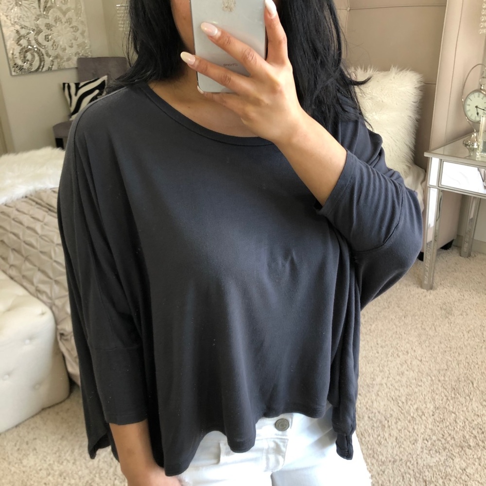 Express charcoal boxy crop dolman batwing top - Picture 4 of 11